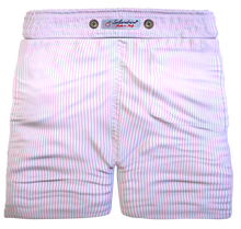 Carica l'immagine nel visualizzatore di Gallery, Bermuda Rigato Rosa Pantaloncino Box Mare puro Cotone titolo 120 pregiato Shorts 2 tasche laterali Made in Italy