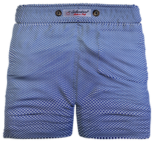 Carica l'immagine nel visualizzatore di Gallery, Pantaloncino Bermuda puro cotone popeline Pois blu Shorts 2 tasche laterali Made in Italy