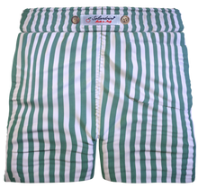 Carica l'immagine nel visualizzatore di Gallery, Pantaloncino Shorts Bermuda Fasciato a righe Verde 100% Cotone 2 tasche laterali Made in Italy