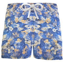 Load image into Gallery viewer, Pantaloncino in cotone Shorts Bermuda fantasia Hawaii Blue 100% Cotone 2 tasche laterali Made in Italy