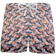 Carica l'immagine nel visualizzatore di Gallery, Pantaloncino Shorts Bermuda fantasia Hawaii Orange 100% Cotone 2 tasche laterali Made in Italy