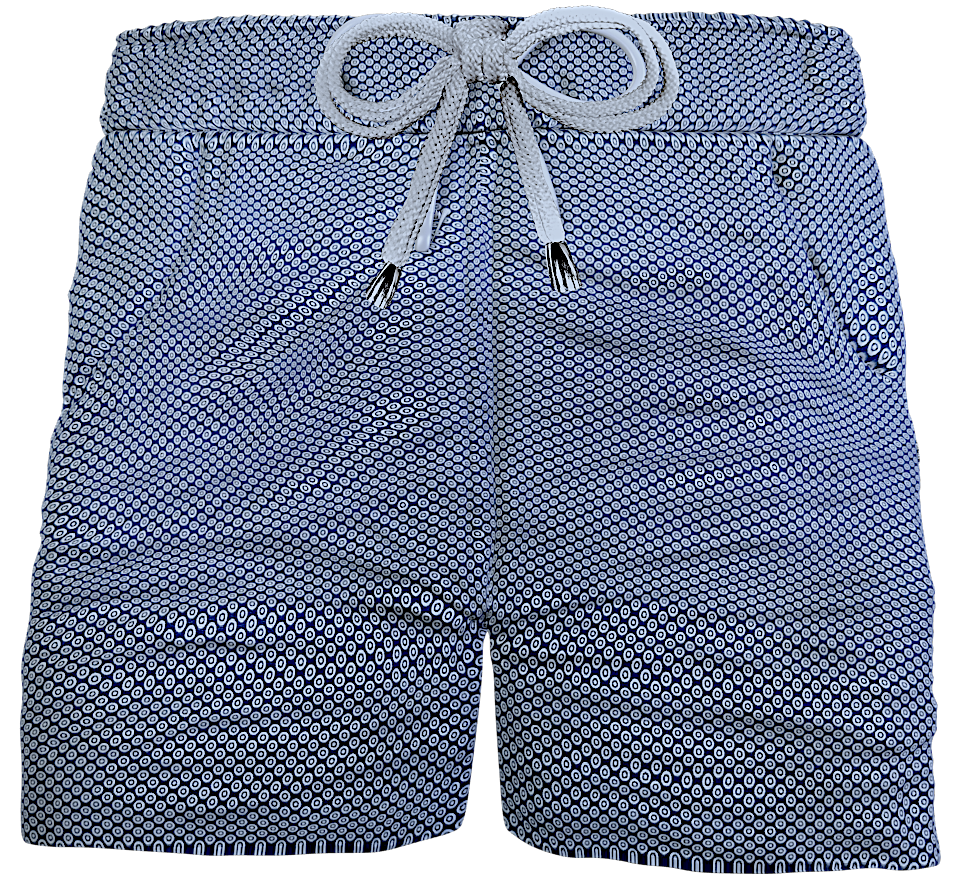 Pantaloncino Bermuda puro cotone popeline Pois blu Shorts 2 tasche laterali Made in Italy