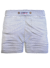 Carica l&#39;immagine nel visualizzatore di Gallery, Pantaloncino  Shorts Bermuda Micro Fantasia blu bianco 100% Cotone 2 tasche laterali Made in Italy
