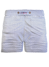 Carica l'immagine nel visualizzatore di Gallery, Pantaloncino Shorts Bermuda Micro Fantasia blu bianco 100% Cotone 2 tasche laterali Made in Italy