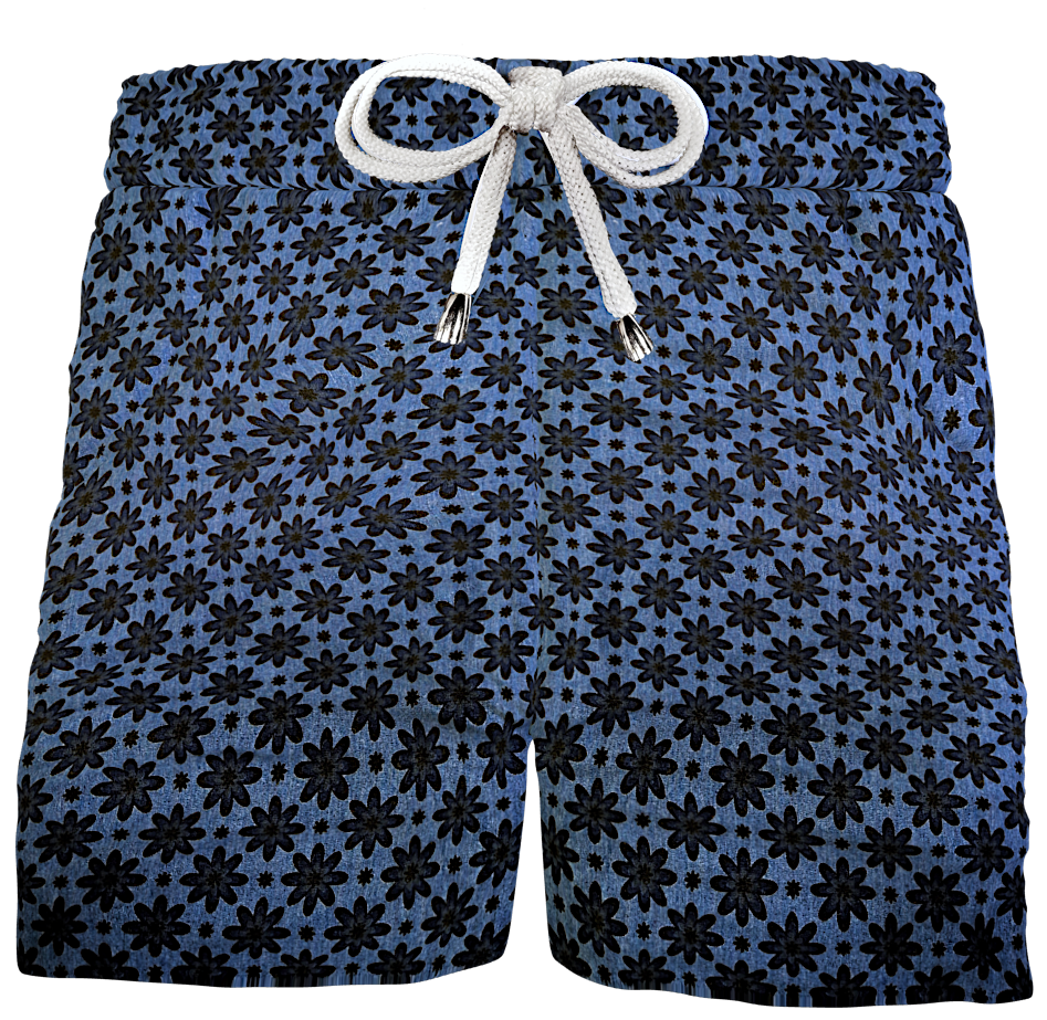 Bermuda Pantaloncino Puro Cotone Blue Denim Fantasia Made in Italy Fantasia Shorts 2 tasche laterali