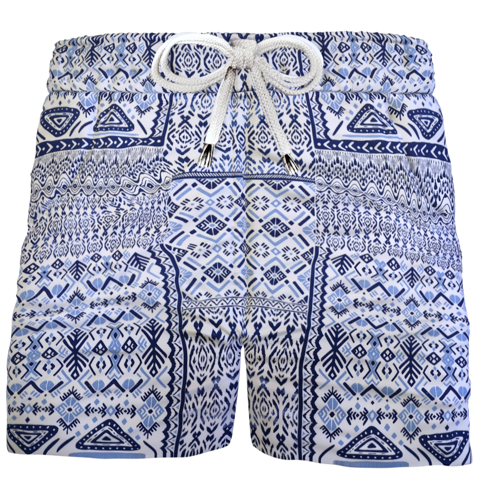 Pantaloncino in cotone Shorts Bermuda fantasia Geometrica 100% Cotone 2 tasche laterali Made in Italy