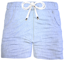 Carica l'immagine nel visualizzatore di Gallery, Bermuda Rigato Seersucker Goffrato Pantaloncino Box Mare puro Cotone Shorts 2 tasche laterali Made in Italy