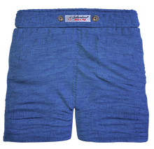 Carica l&#39;immagine nel visualizzatore di Gallery, Pantaloncino Shorts Bermuda Azzurro Denim cotone Lino 2 tasche laterali Made in Italy
