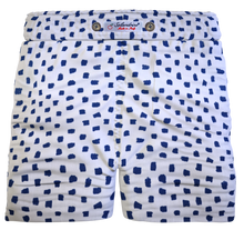 Load image into Gallery viewer, Pantaloncino Shorts Bermuda Micro Fantasia Blu Cotone Lino 2 tasche laterali Made in Italy