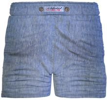 Carica l&#39;immagine nel visualizzatore di Gallery, Bermuda Pantaloncino in Lino azzurro fantasia Shorts 2 tasche laterali Made in Italy
