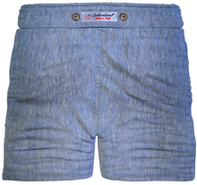 Carica l'immagine nel visualizzatore di Gallery, Bermuda Pantaloncino in Lino azzurro fantasia Shorts 2 tasche laterali Made in Italy