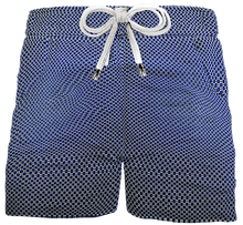 Carica l&#39;immagine nel visualizzatore di Gallery, Pantaloncino Bermuda puro cotone fantasia blu Shorts 2 tasche laterali Made in Italy
