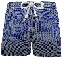 Carica l'immagine nel visualizzatore di Gallery, Pantaloncino Bermuda puro cotone fantasia blu Shorts 2 tasche laterali Made in Italy
