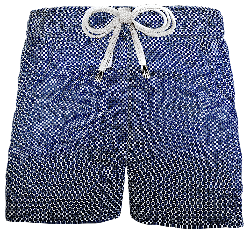 Pantaloncino Bermuda puro cotone fantasia blu Shorts 2 tasche laterali Made in Italy