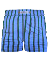 Load image into Gallery viewer, Pantaloncino in cotone Shorts Bermuda Fasciato Azzurro Rigato Verde 100% Cotone 2 tasche laterali Made in Italy