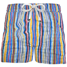 Load image into Gallery viewer, Pantaloncino in cotone Shorts Bermuda fantasia fasciato multicolor rigato Cotone 2 tasche laterali Made in Italy