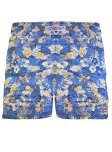 Load image into Gallery viewer, Pantaloncino in cotone Shorts Bermuda fantasia Hawaii Blue 100% Cotone 2 tasche laterali Made in Italy