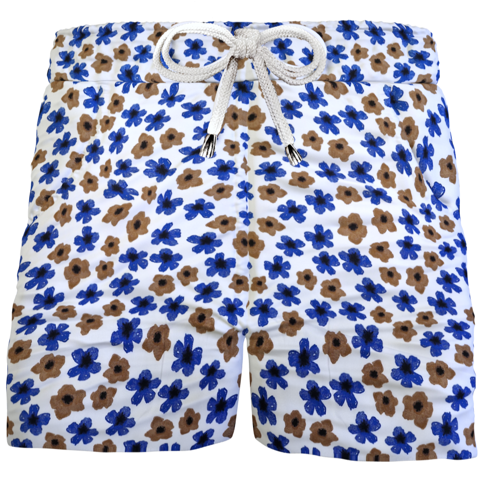 Pantaloncino in cotone Shorts Bermuda fantasia flower 100% Cotone 2 tasche laterali Made in Italy