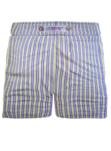 Carica l'immagine nel visualizzatore di Gallery, Pantaloncino Shorts Bermuda fantasia rigato giallo 100% Cotone 2 tasche laterali Made in Italy