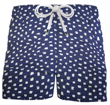 Load image into Gallery viewer, Pantaloncino Shorts Bermuda Fantasia Blu 100% Cotone Lino 2 tasche laterali Made in Italy