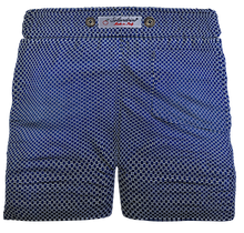 Carica l'immagine nel visualizzatore di Gallery, Pantaloncino Bermuda puro cotone fantasia blu Shorts 2 tasche laterali Made in Italy