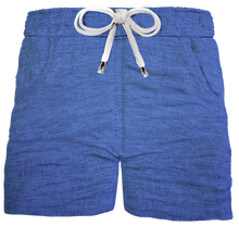 Load image into Gallery viewer, Pantaloncino Shorts Bermuda Azzurro Denim cotone Lino 2 tasche laterali Made in Italy