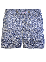 Load image into Gallery viewer, Pantaloncino in cotone Shorts Bermuda Fantasia flower blue 100% Cotone 2 tasche laterali Made in Italy