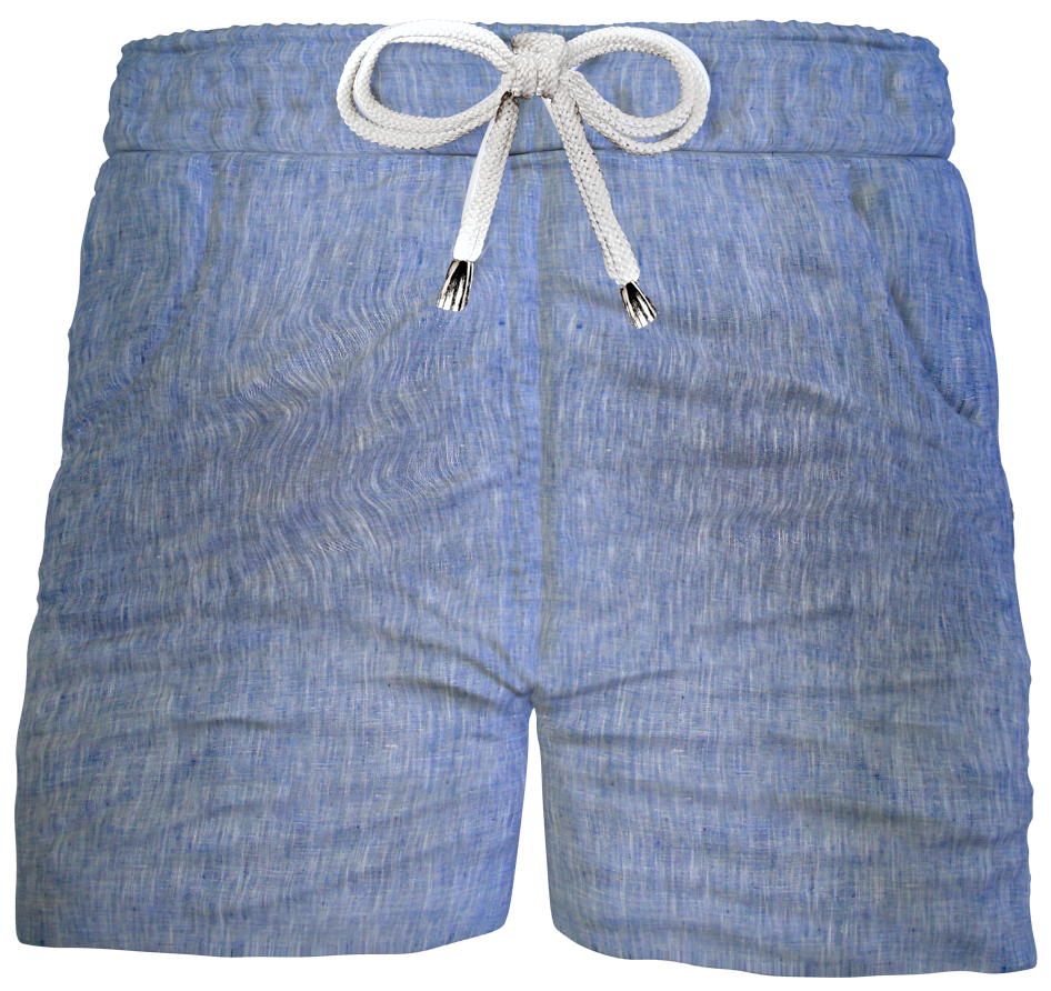 Bermuda Pantaloncino in Lino azzurro fantasia Shorts 2 tasche laterali Made in Italy