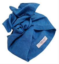 Load image into Gallery viewer, Turbante azzurro puro lino Made in Italy Fascia Capelli hairband
