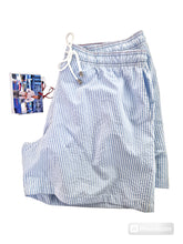 Carica l'immagine nel visualizzatore di Gallery, Bermuda Rigato Seersucker Goffrato Pantaloncino Box Mare puro Cotone Shorts 2 tasche laterali Made in Italy