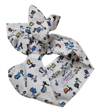 Load image into Gallery viewer, Turbante Fantasia Vespa Design puro cotone Made in Italy Fascia Capelli hairband