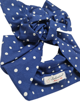 Load image into Gallery viewer, Turbante Fantasia Design Pois Blu cotone Made in Italy Fascia Capelli hairband