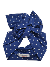 Load image into Gallery viewer, Turbante Fantasia Design Pois Blu cotone Made in Italy Fascia Capelli hairband
