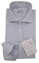 Load image into Gallery viewer, Camicia Rigato bacchettino azzurro alta qualità titolo 100 righino azzurro blu puro cotone Made in Italy