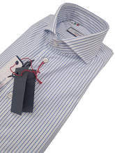 Load image into Gallery viewer, Camicia Rigata Azzurra tessuto Rigato azzurro Made in Italy popeline alta qualità