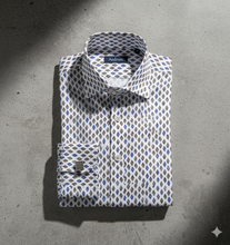 Carica l'immagine nel visualizzatore di Gallery, Camicia cotone stampato micro fantasia rombetti made in italy