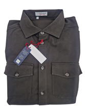 Carica l'immagine nel visualizzatore di Gallery, Giacca Overshirt Field Jacket marrone testa di moro Sahariana Safari militare 4 tasche gabardina 100% cotone Made in italy