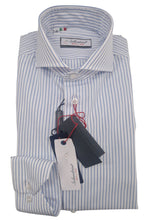 Load image into Gallery viewer, Camicia Rigata Azzurra tessuto Rigato azzurro Made in Italy popeline alta qualità