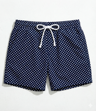 Carica l'immagine nel visualizzatore di Gallery, Boxer Mare Bermuda 100% Cotone pois blu costume da bagno Made in Italy Shorts 2 tasche laterali