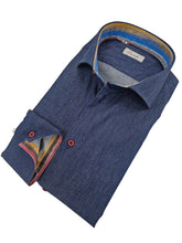 Carica l'immagine nel visualizzatore di Gallery, Camicia jeans con inserti interno collo polsi fantasia Made in Italy