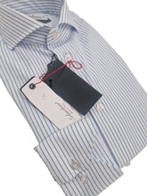 Load image into Gallery viewer, Camicia Rigata Azzurra tessuto Rigato azzurro Made in Italy popeline alta qualità