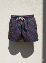 Load image into Gallery viewer, Bermuda Pantaloncino blu micro fantasia 100% Cotone Made in Italy Fantasia Shorts 2 tasche laterali