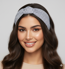 Load image into Gallery viewer, Turbante in microfantasia blu cotone Fascia Capelli Made in Italy Hairband headband
