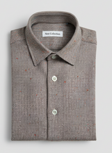 Carica l'immagine nel visualizzatore di Gallery, Camicia Uomo flanella chevron grigio vinaccia fantasia spigatino bottonato puro cotone 100% Made in Italy