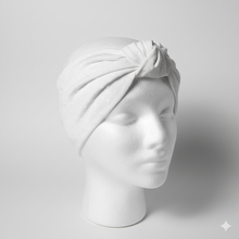Carica l'immagine nel visualizzatore di Gallery, Turbante bianco a pois cotone fantasia Made in Italy Fascia Capelli Hairband headband