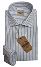 Carica l'immagine nel visualizzatore di Gallery, Camicia Uomo Riga azzurra alta puro cotone Made in Italy