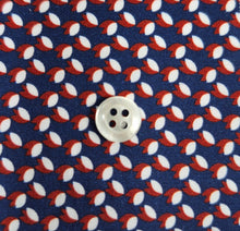 Carica l'immagine nel visualizzatore di Gallery, Camicia Uomo fantasia blu rossa 100% cotone popeline Made in Italy
