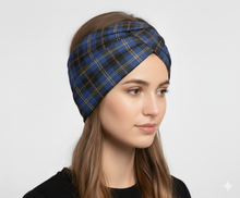 Carica l'immagine nel visualizzatore di Gallery, Turbante Principe di Galles Blu in cotone anallergico Fascia Capelli Made in Italy Hairband headband
