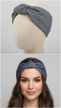 Load image into Gallery viewer, Turbante blu cotone micro fantasia Made in Italy Fascia Capelli Hairband headband