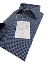 Carica l'immagine nel visualizzatore di Gallery, Camicia micro Fantasia blu Made in Italy